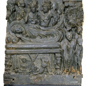 Death of the Buddha, schist relief, 2nd-3rd century AD, Museum no. IM.247-1927