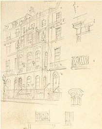 John Soane's House, sketch, Pugin Senior, 1833. Museum no. L5184-1969
