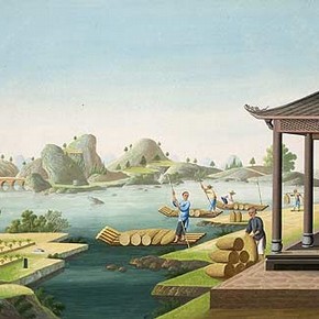 Figure 2. Transporting tea by river, watercolour on paper. Museum no. D.355-1894