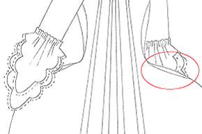 Diagram of a gown showing access to pockets, 1760s. Museum no. T.115-1953
