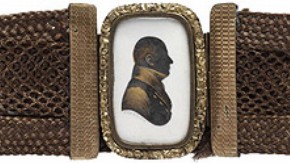 John Field, Silhouette of an Unknown Man, set in a bracelet made of woven hair, about 1810, Museum no. P.169-1922