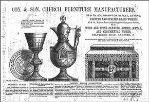 Advertisement for church furnishers Cox