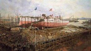 Gerald Maurice Burn, 'Launch of the Fuji at Blackwell', 1896. Science and Society Picture Library