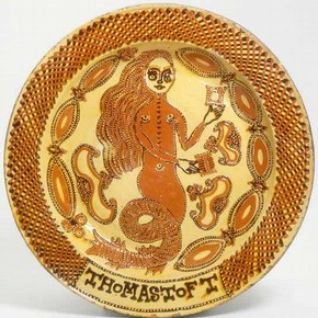 Mermaid dish made by Thomas Toft, 1670-89, Museum no. 299-1869