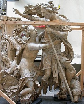 'Venus and Adonis' (during conservation), about 1750