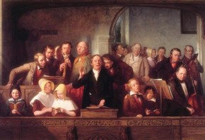 'The Village Choir' by Thomas Webster RA, about 1847, Museum no. FA.222