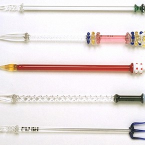 Five glass pens, 19th century, Museum no. C.11-1948