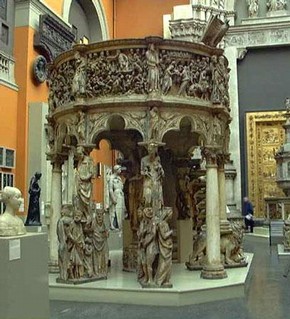 Plaster cast of pulpit by Giovanni Pisano, 19th century. Museum no. REPRO.1865-52