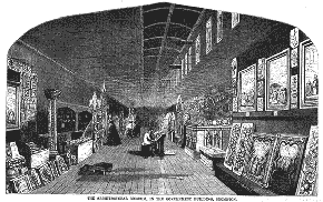 Wood-engraved illustration of the interior of the Architectural Museum, South Kensington, from The Builder, vol. XV, 1857, p.391