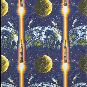 'Lunar Rocket', furnishing fabric, Eddie Squires, 1969. Museum no. CIRC.45-1970