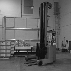 Figure 2. One of the electric forklifts used to move the palletised objects.
