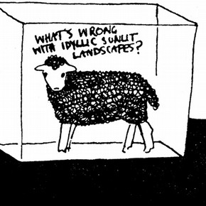 Figure 1: Min Cooper, What's Wrong with Idyllic Sunlit Landscapes? Reproduced with kind permission from Min Cooper.