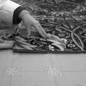 Figure 3. Mounting the tiles on a prepared Aerolam® board.