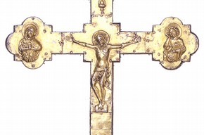 Cross, about 1350. Museum no. M.8-1951. Given by Dr W.L. Hildburgh FSASA