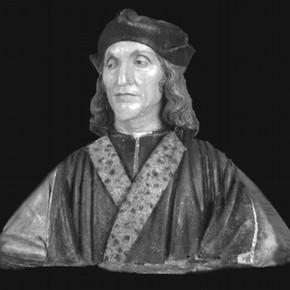 Figure 1. A model captured using VIVID™ from Torregiano's terracotta bust of Henry VII (Museum No. A.49-1935) textured and rendered in 3D Studio Max™ on PC running NT4™.