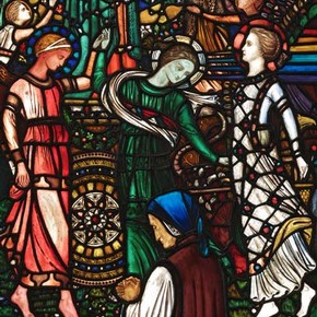 The Vision of Beatrice from Dante’s ‘Purgatory’, stained glass panel, designed by N.H.J. Westlake, made by Lavers