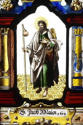 St. James The Greater, stained glass panel, 1618. Museum no. C.235-1934, Guthrie bequest