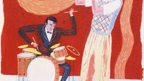 Jonny Hannah, Benny Goodman and Gene Krupa, original painting in acrylic, gouache and ink for Hot Jazz Special, London, Walker Books, 2005