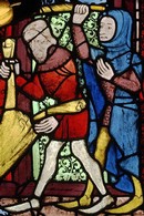 Part of the Entry into Jerusalem, stained glass panel, about 1375. Museum no. C.200-1912