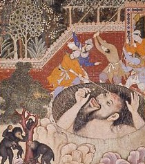 Painting from the Hamzanama, Mughal India, 16th century