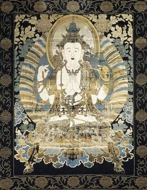 Woven Buddhist picture, about 1740-1800, Museum no. T.97-1966