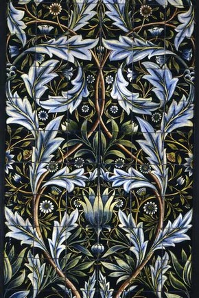 Tile panel of 66 tiles, designed by Willaim Morris and made by the firm of William de Morgan, 1876. Museum no. C.36-1972. Given by Charles and Lavinia Handley-Read.