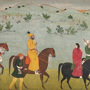 Nainsukh, 'Mian Mukund Dev of Jasrota riding through a meadow', about 1754. Museum no. IS 7-1973