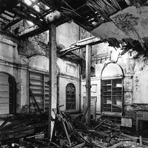 The derelict library at Barlaston Hall. Photograph by Christopher Dalton for SAVE