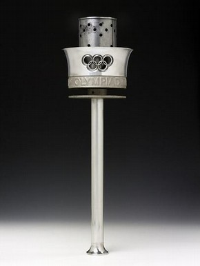 Olympic Torch, Ralph Lavers, 1947, aluminium torch holder, steel burner