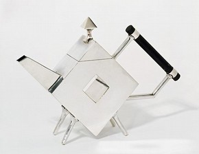 Teapot, Christopher Dresser, made by James Dixon and Sons, 1879. Museum no. M.4-2006