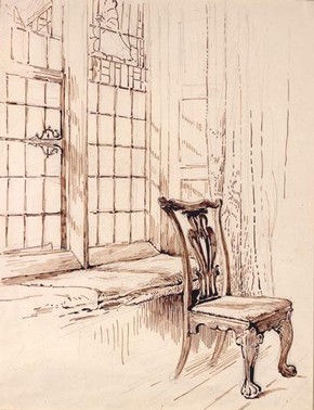 Beatrix Potter ‘Sketch of a chair and window, Melford Hall’ © Frederick Warne