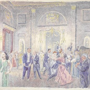 'Ballroom at the Shire Hall, Chelmsford' by Walter Bayes, about 1940, Museum no. E.1363-1949
