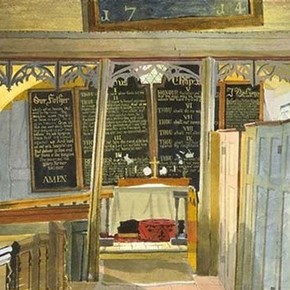 'Interior, Black Chapel, North End, near Dunmow, Essex' by Kenneth Rowntree, about 1942, Museum no.E.1415-1949