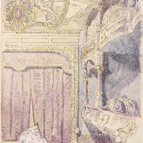 'Interior ... of the Old Grand Theatre, Colchester', by Walter Bayes, about 1940, Museum no. E.1368-1949 