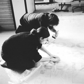 Figure 2. Flattening preparation for lining. Photography by Pauline Webber.