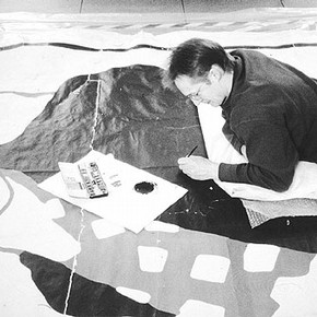 Figure 4. Taking it easy...Retouching the poster. Photograpy by Pauline Webber.