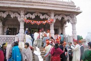 Celebrating installation of Jina image at temple