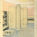 Helena Rubenstein, Grafton Street, London. Ernö Goldfinger (1902–87), 1927. Design for the interior, 1926. Charcoal and pastel on tracing paper. RIBA Library Drawings Collection