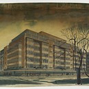 John Lewis, Oxford Street, London. William Crabtree (1905–91) and C.H. Reilly (1874–1948), 1939. Perspective of Cavendish Square front by Raymond Myerscough-Walker, 1937. Ink, pencil and watercolour. RIBA Library Drawings Collection