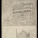 Peter Jones, Sloane Square, London. William Crabtree (1905–91), with J.A. Slater & A.H. Moberly and C.H. Reilly, 1935–9. Sketches of the finished design by William Crabtree, 1936. Pencil on tracing paper. RIBA Library Drawings Collection