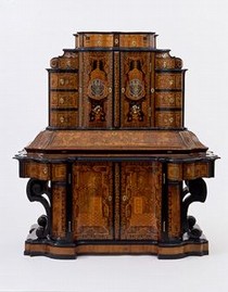 Writing Cabinet, made by Jacob Arend & Johannes Wittalm for Johannes Gallus Jacob von Hohlach German, 1716. Museum No. W.23-1975