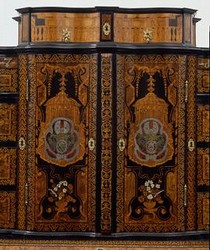 Detail of Writing Cabinet, made by Jacob Arend & Johannes Wittalm for Johannes Gallus Jacob von Hohlach German, 1716. Museum No. W.23-1975