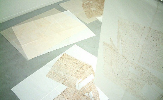 Hanging in progress of Shift, Siân Bowen