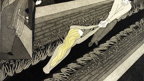 Audrey Niffenegger. Artwork to The Three Incestuous Sisters, aquatint etchings from zinc plates, hand-coloured with watercolours, on Sakamoto paper. Published by Jonathan Cape, Random House London, 2005