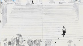 Laura Carlin. Artwork to ‘Inside a Rape Trial’ (author Barbara Toner) in G2, watercolour and pencil. Published by The Guardian 22 June 2006.