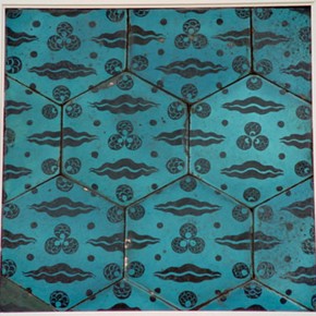 Panel of hexagonal tiles, 1550-1600, Museum numbers 908A to F-1894