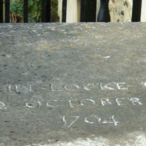 Inscription on John Locke's tomb (detail), High Laver Church, Essex