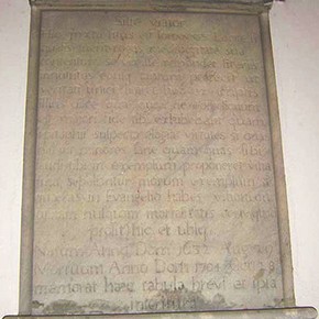 Memorial inscription in Latin composed by John Locke (detail)