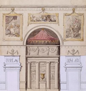 Kedleston Hall, design for the decoration of the end wall in a state room, James Stuart, 1757-8. Courtesy of Kedleston Hall, Derbyshire, The Scarsdale Collection (The National Trust), © NTPL / John Hammond