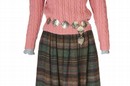 Ralph Lauren, Cotton blouse, cable-knit wool sweater and plaid wool skirt, 1981. Museum no. T.509:1-3-2000, Given by Jill Ritblat
